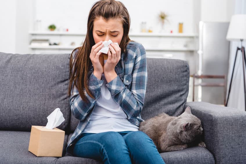 Woman with allergies